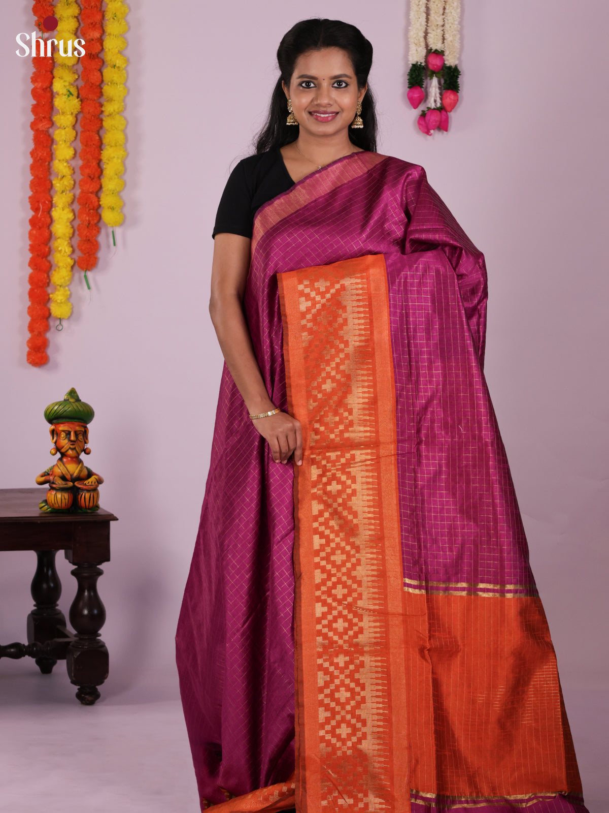 DLS11005 - Semi Rawsilk Saree - Shop on Shrus.com