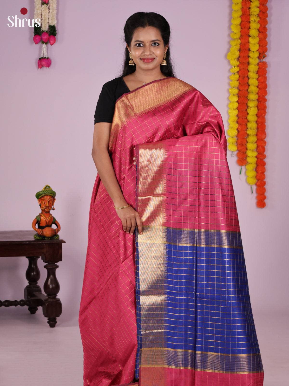 DLS11047 - Semi Rawsilk Saree - Shop on Shrus.com