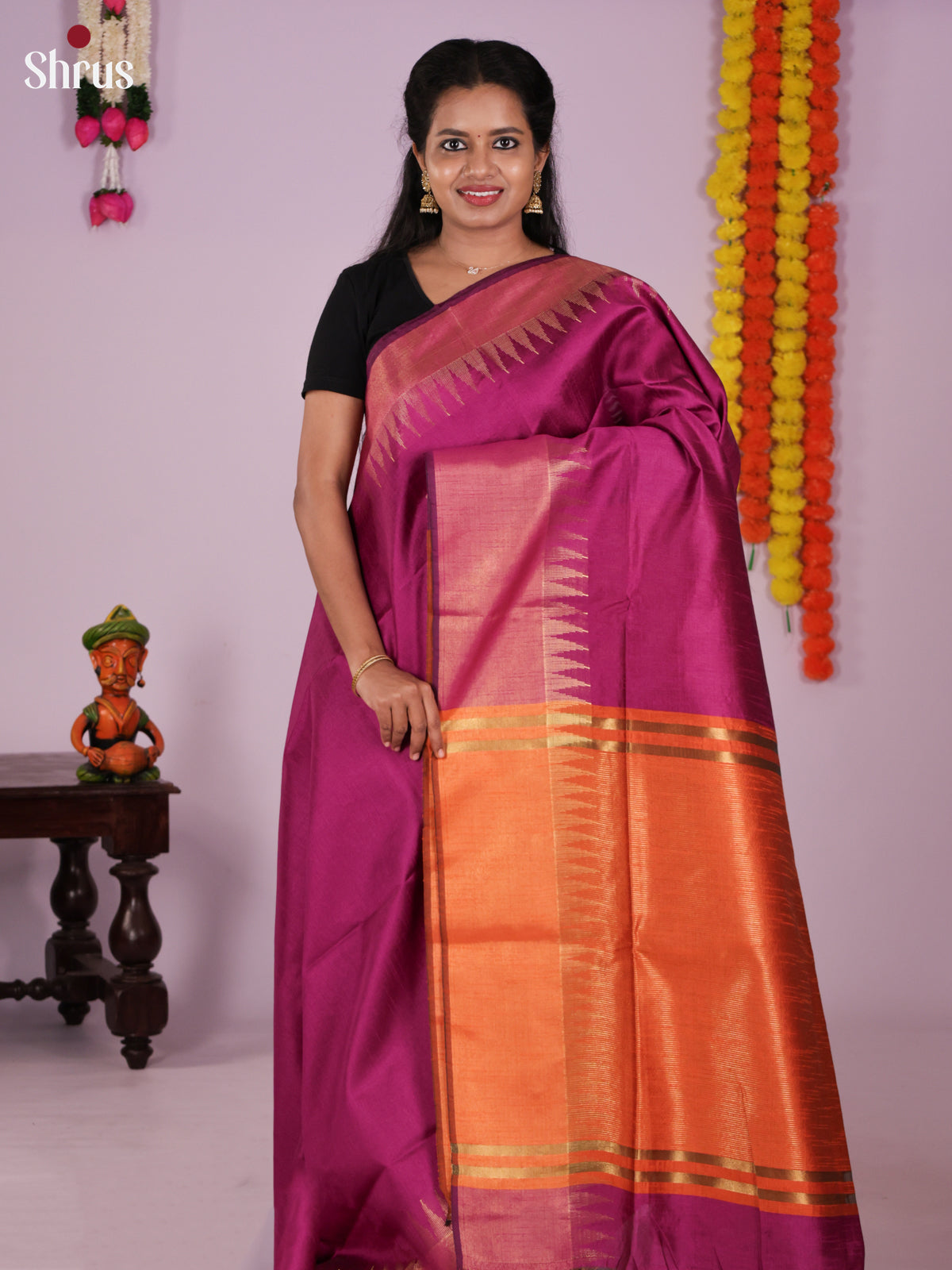 DLS11064 - Semi Rawsilk Saree - Shop on Shrus.com