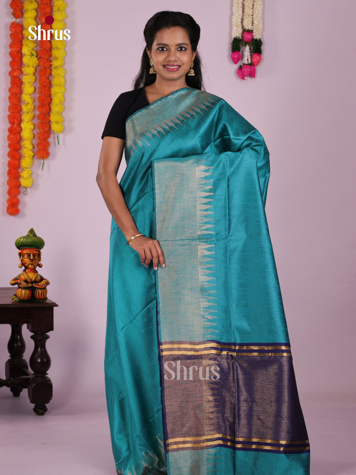 DLS11070 - Semi Rawsilk Saree - Shop on Shrus.com