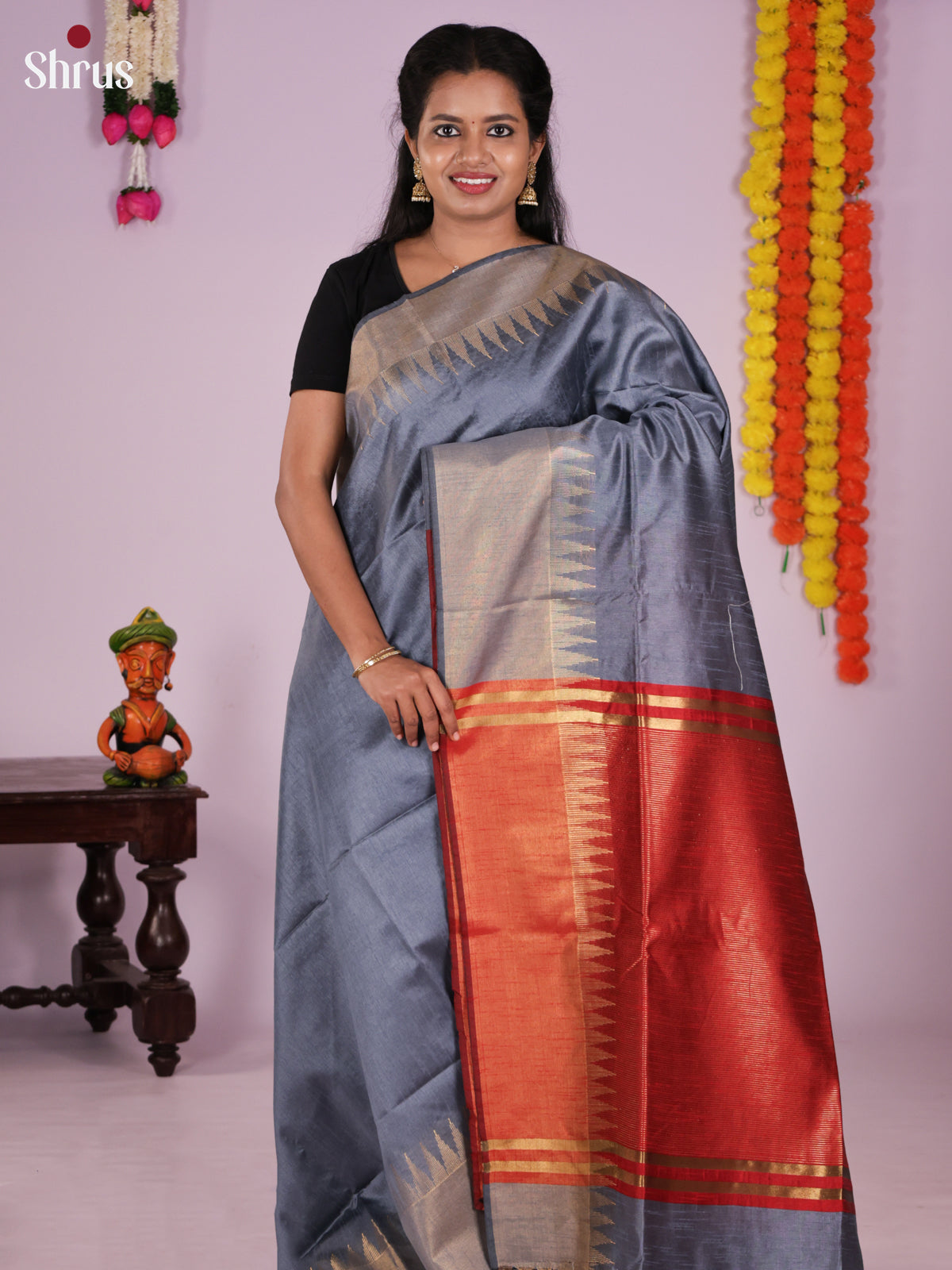 DLS11072 - Semi Rawsilk Saree - Shop on Shrus.com