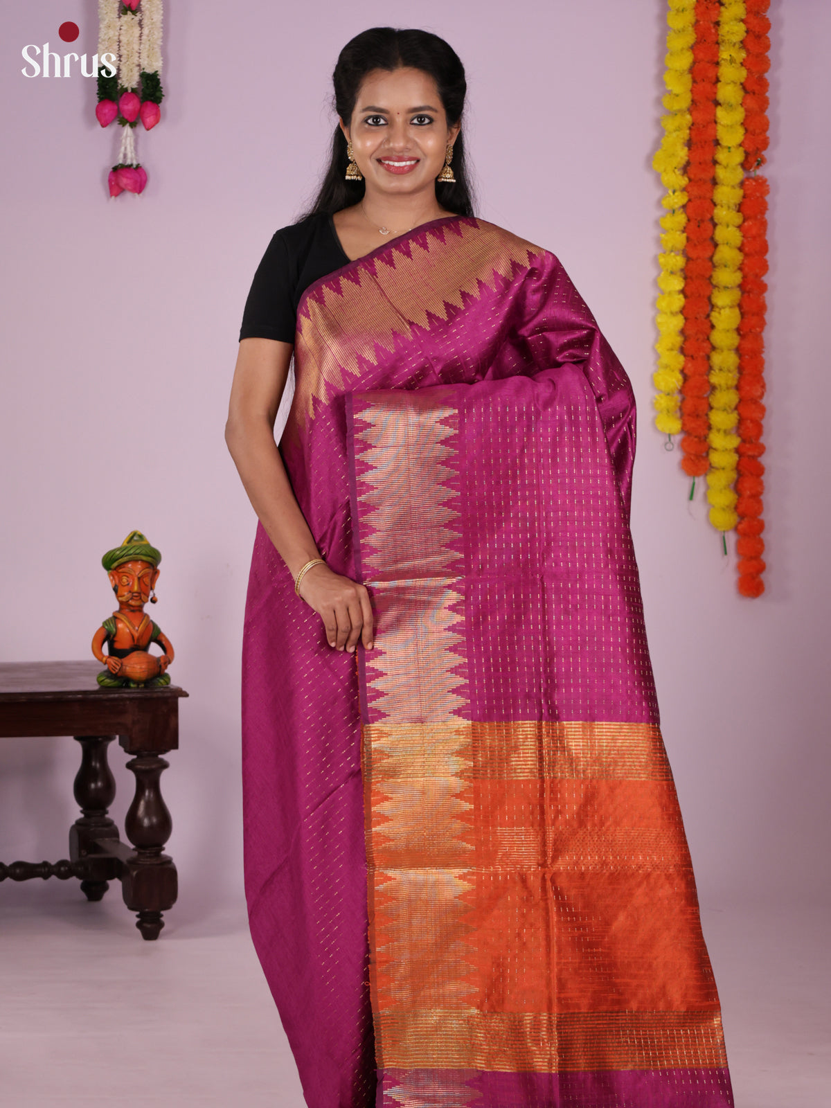 DLS11076 - Semi Rawsilk Saree - Shop on Shrus.com