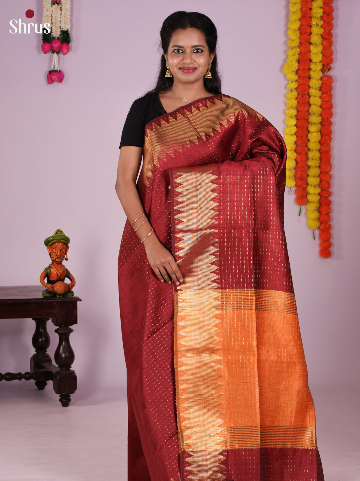 DLS11077 - Semi Rawsilk Saree - Shop on Shrus.com