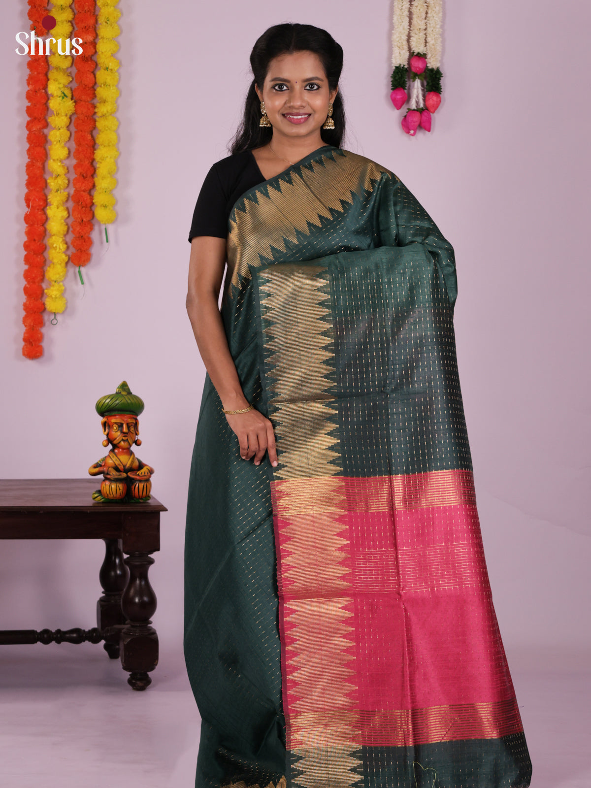 DLS11090 - Semi Rawsilk Saree - Shop on Shrus.com