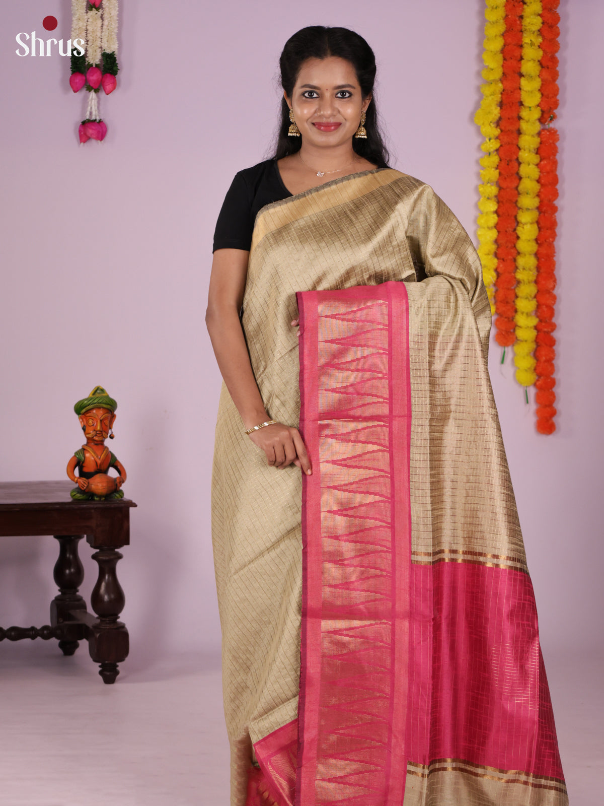 DLS11134 - Semi Rawsilk Saree - Shop on Shrus.com