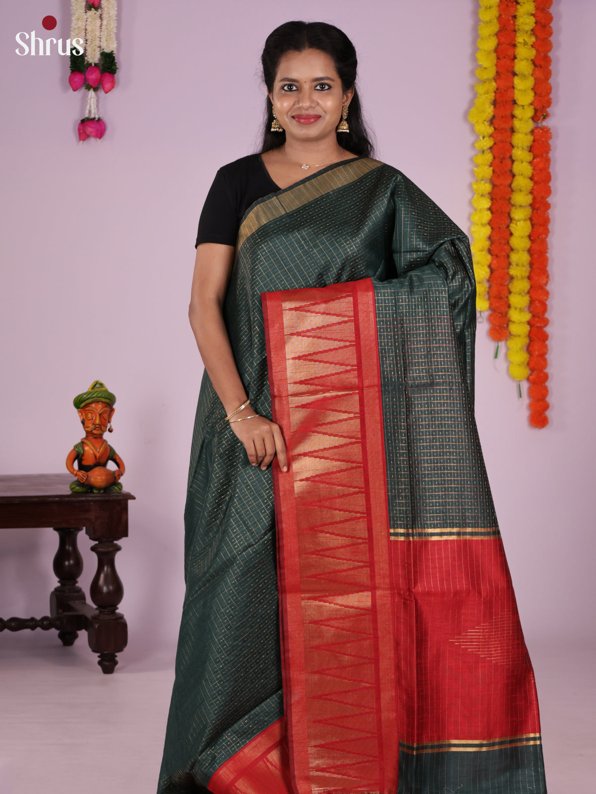 DLS11135 - Semi Rawsilk Saree - Shop on Shrus.com