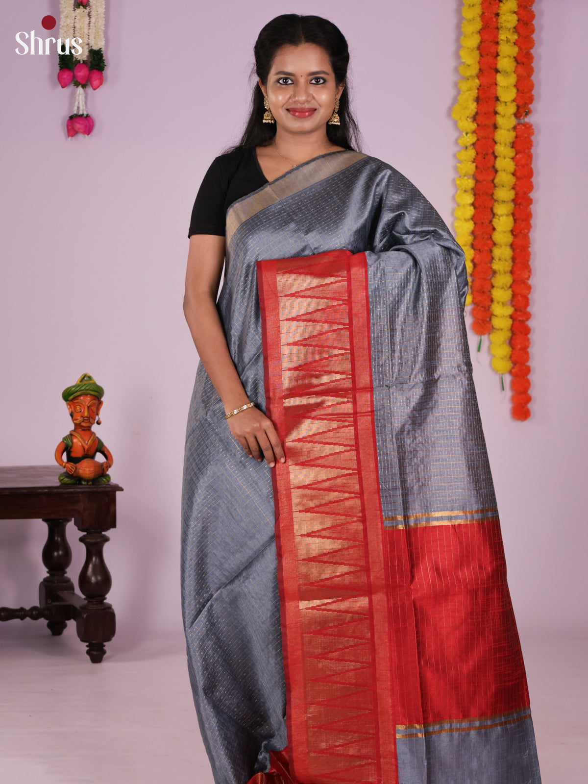 DLS11138 - Semi Rawsilk Saree - Shop on Shrus.com