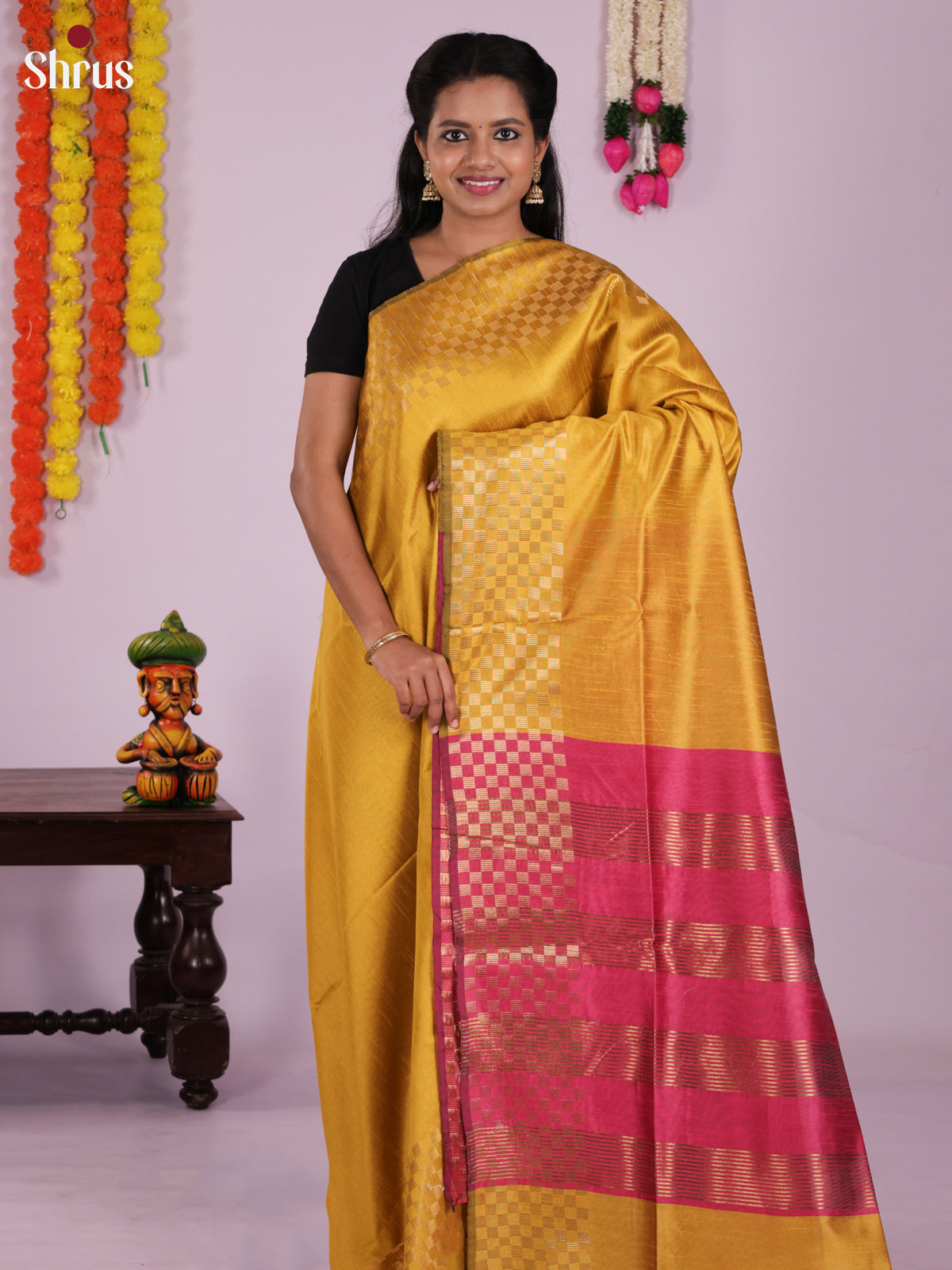 DLS11173 - Semi Rawsilk Saree - Shop on Shrus.com