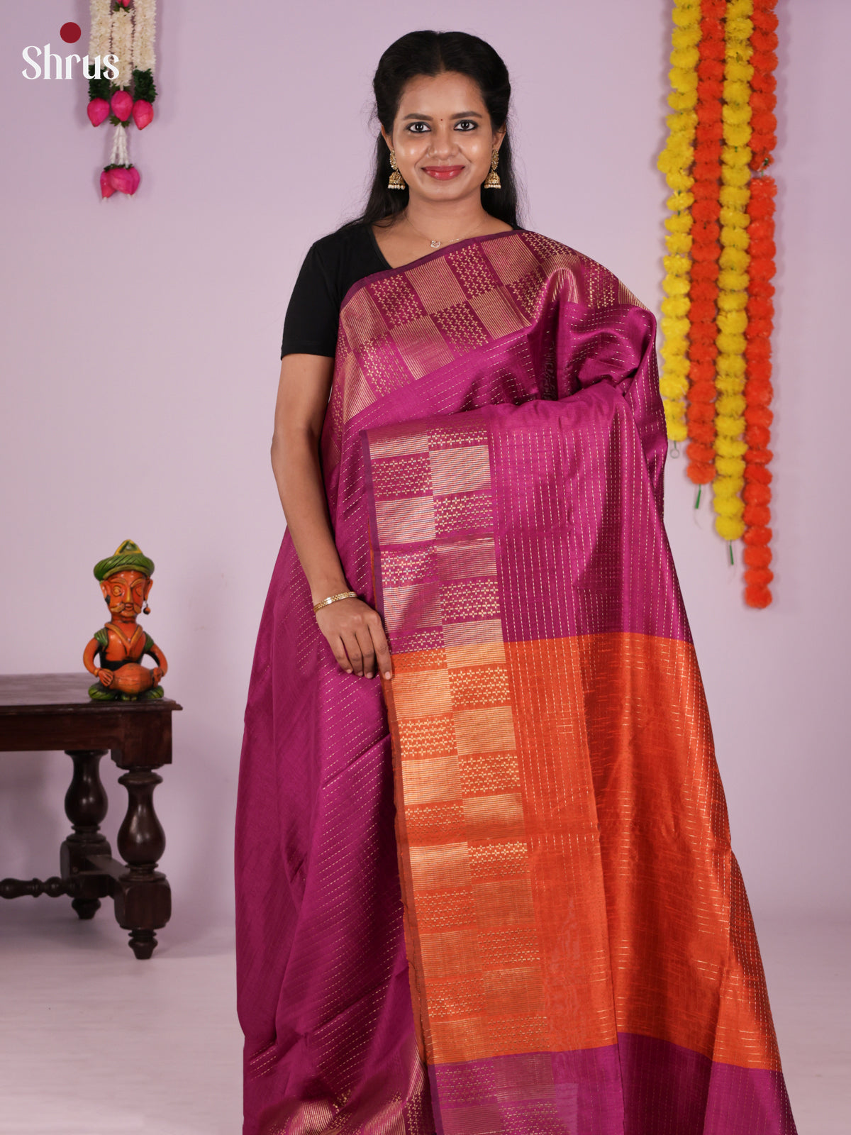 DLS11182 - Semi Rawsilk Saree - Shop on Shrus.com