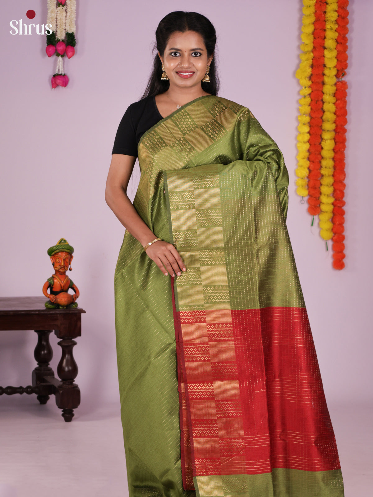 DLS11185 - Semi Rawsilk Saree - Shop on Shrus.com