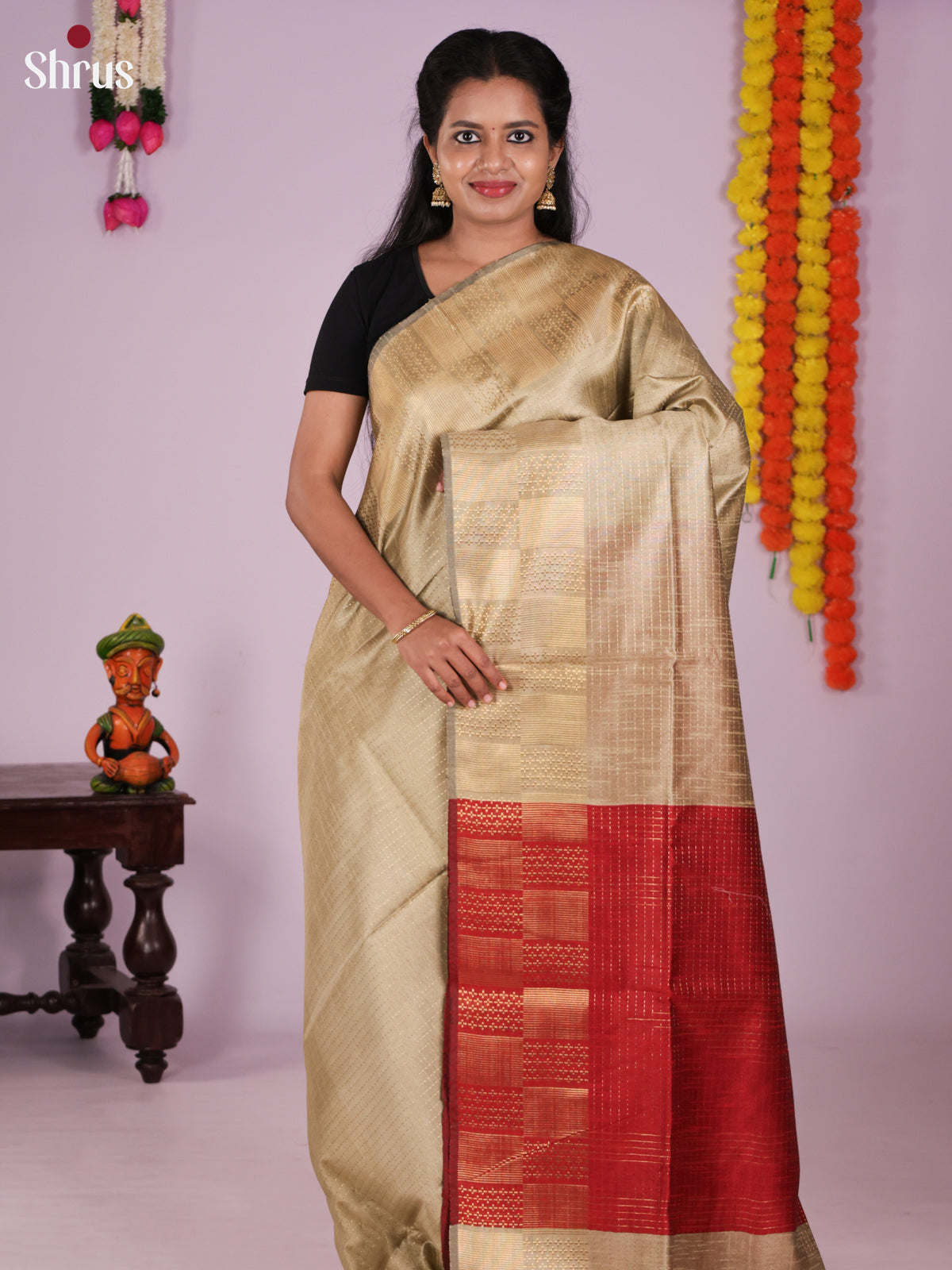DLS11186 - Semi Rawsilk Saree - Shop on Shrus.com