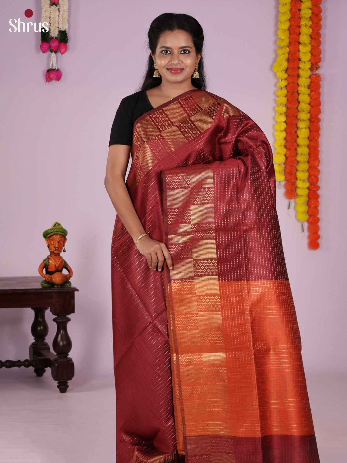 DLS11196 - Semi Rawsilk Saree - Shop on Shrus.com