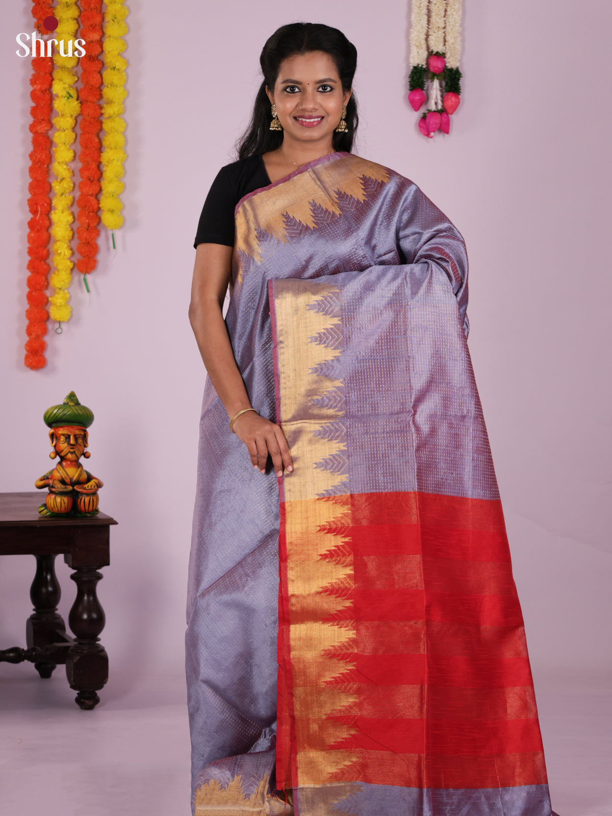 DLS11208 - Semi Rawsilk Saree - Shop on Shrus.com