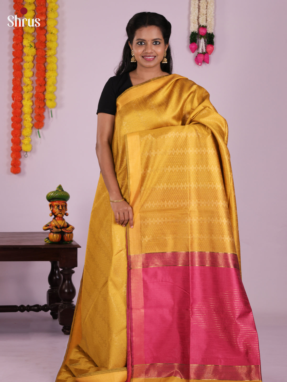 DLS11239 - Semi Rawsilk Saree - Shop on Shrus.com