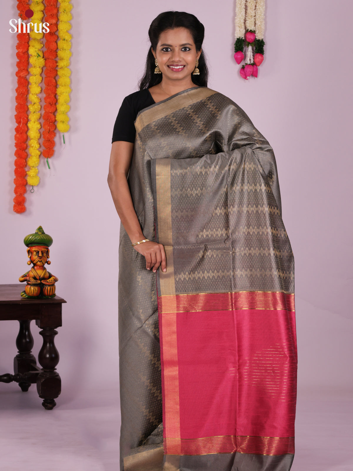 DLS11242 - Semi Rawsilk Saree - Shop on Shrus.com