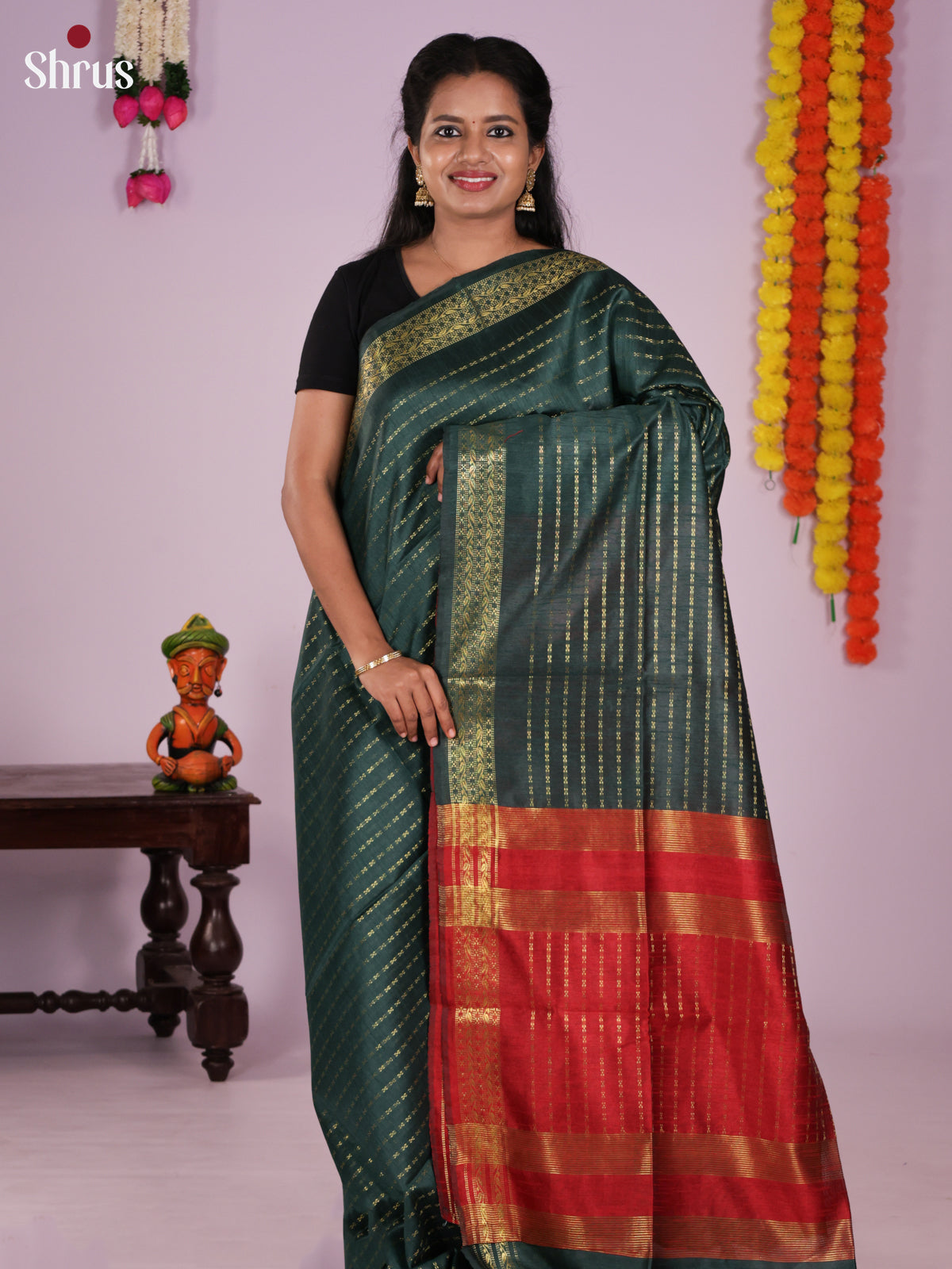 DLS11252 - Semi Rawsilk Saree - Shop on Shrus.com