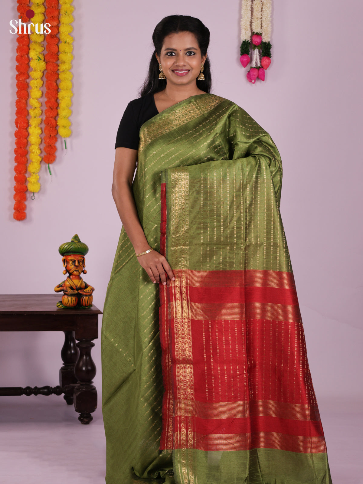 DLS11255 - Semi Rawsilk Saree - Shop on Shrus.com