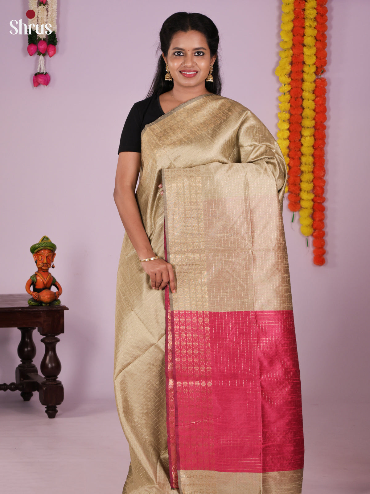 DLS11265 - Semi Rawsilk Saree - Shop on Shrus.com