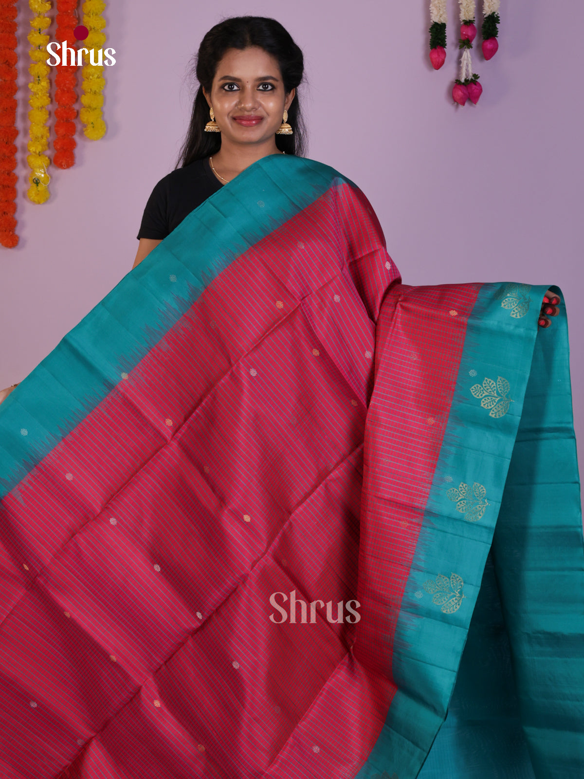 Charming Pink & Blue Soft Silk  Saree with thread woven kattam , buttas