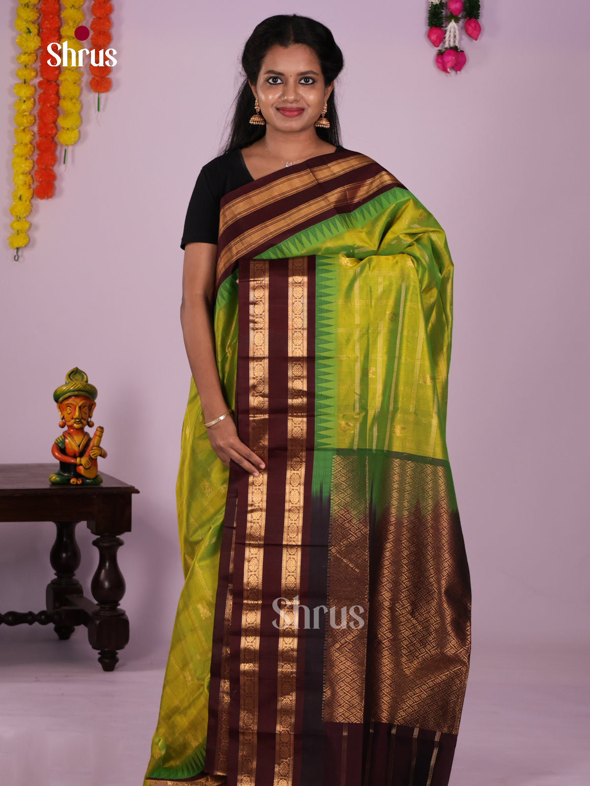 DLS15089 - Temple-border Saree