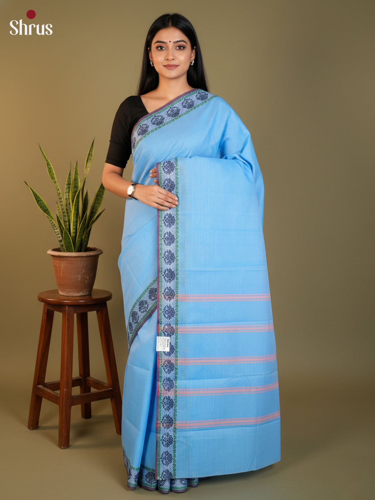 Blue  - South Cotton Saree- DLS15191