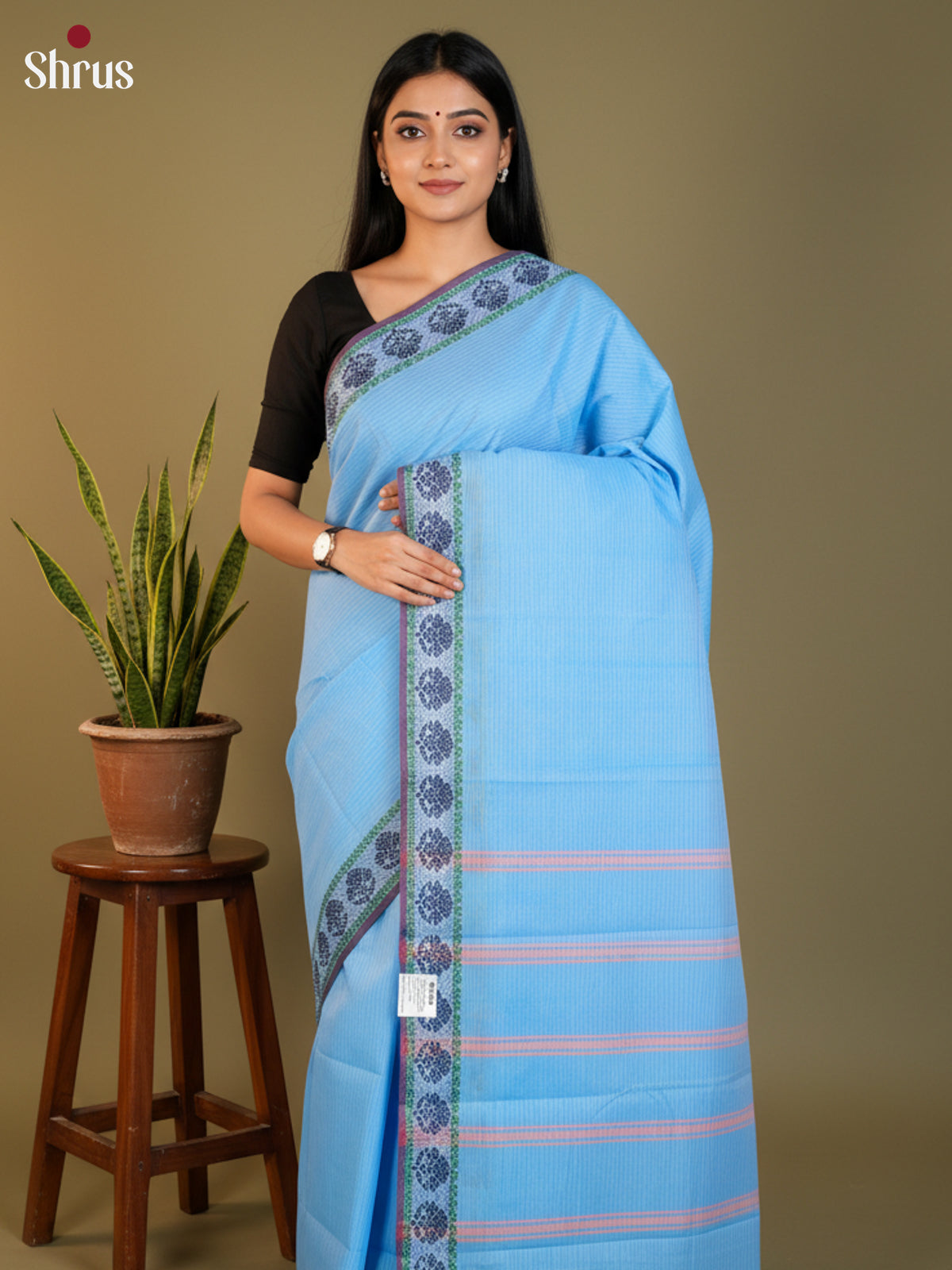 Blue  - South Cotton Saree- DLS15191