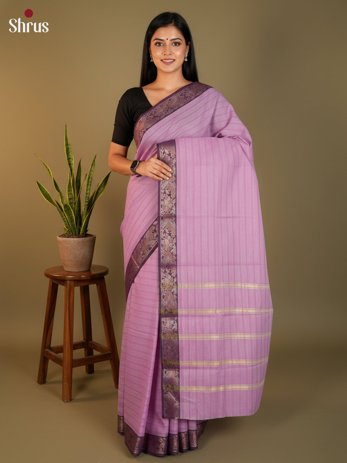 Lavender & Violet - South Cotton Saree -DLS15192