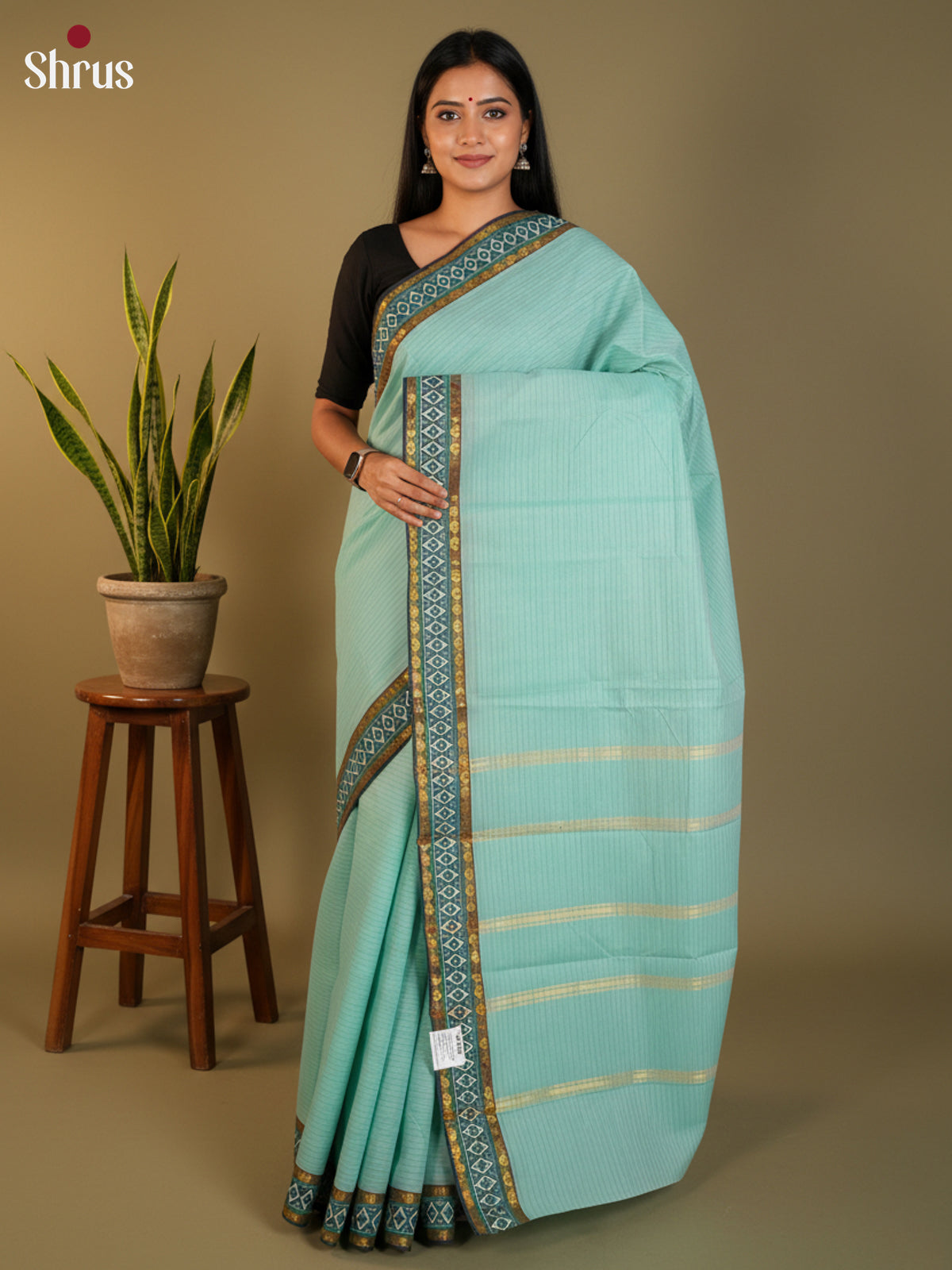 Pastel Blue - South Cotton Saree- DLS15203