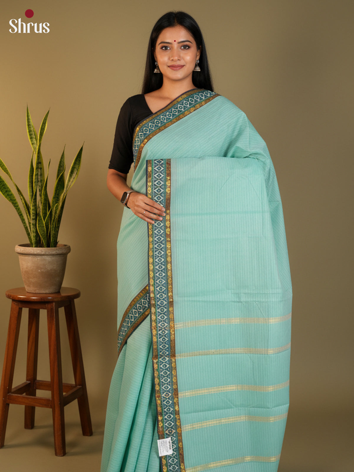 Pastel Blue - South Cotton Saree- DLS15203