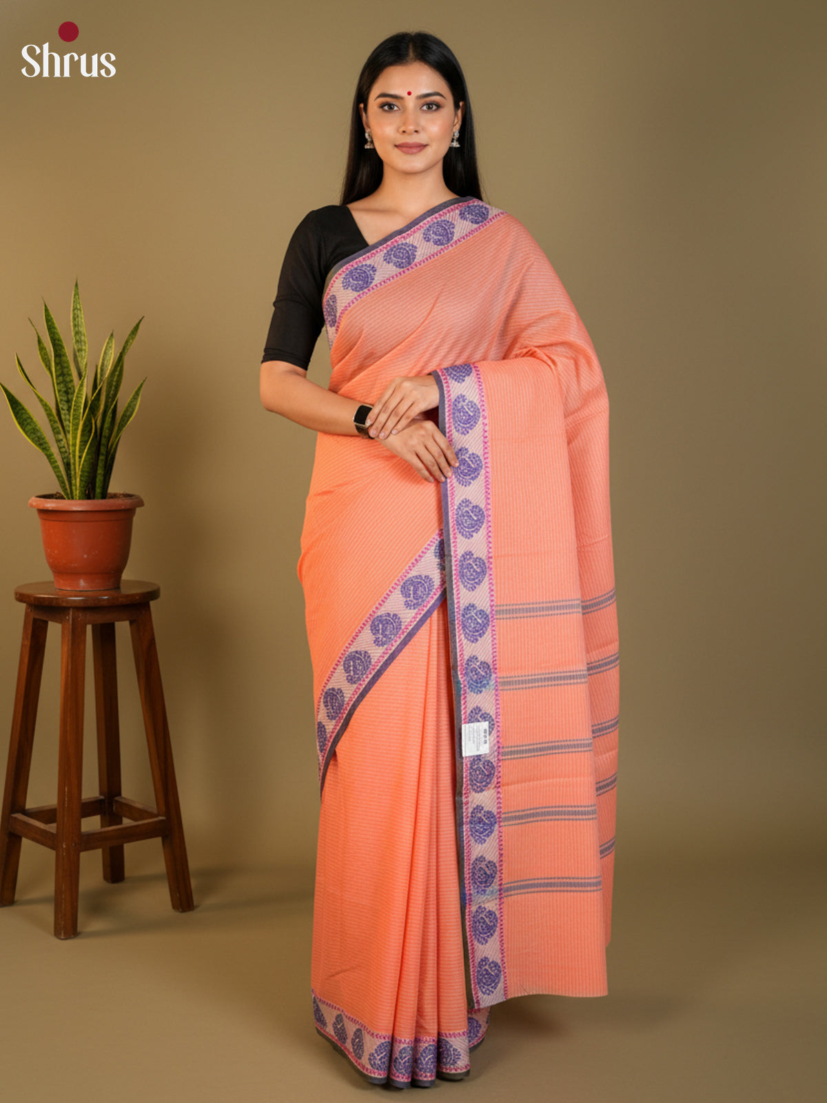 Peach- South Cotton Saree- DLS15213