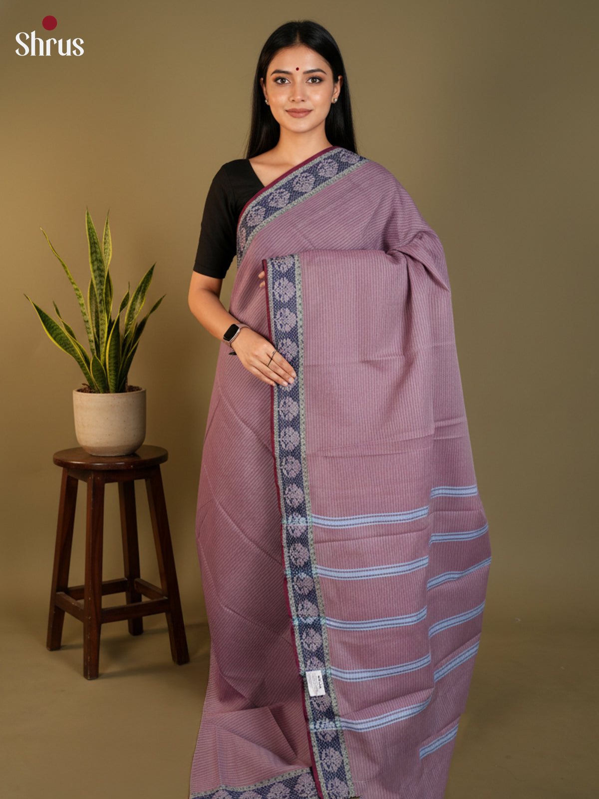 Mauve & Maroon - South Cotton Saree-DLS15216 - Shop on Shrus.com