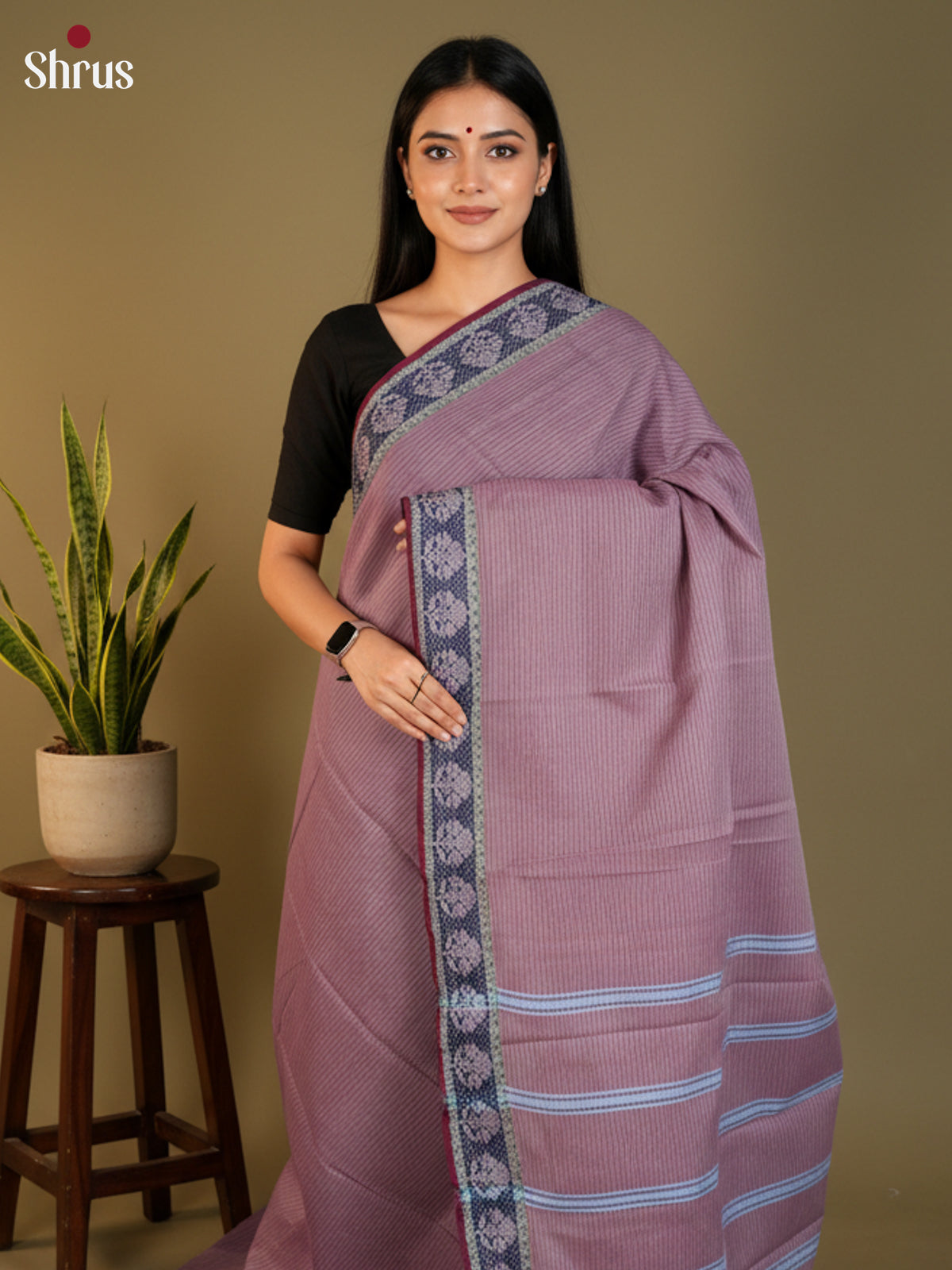 Mauve & Maroon - South Cotton Saree-DLS15216 - Shop on Shrus.com