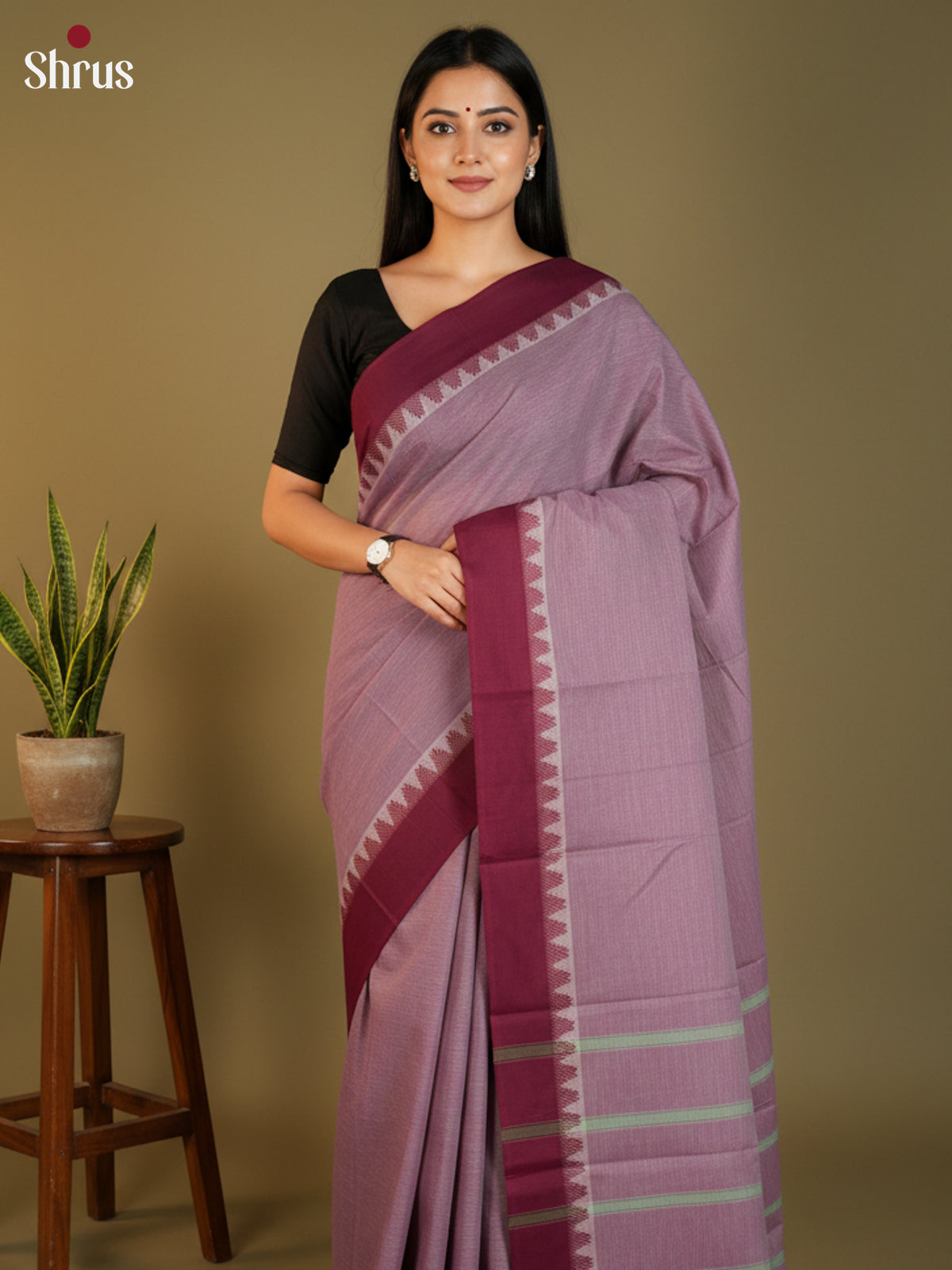 Purple & Maroon - South Cotton Saree-DLS15218 - Shop on Shrus.com