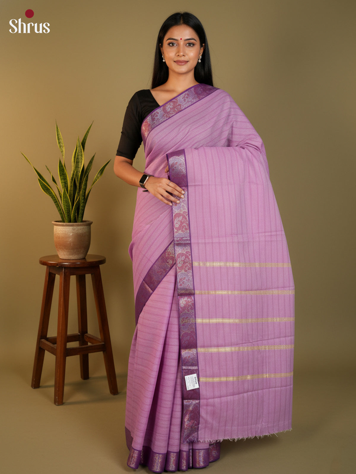 Lilac & Purple - South Cotton Saree- DLS15237