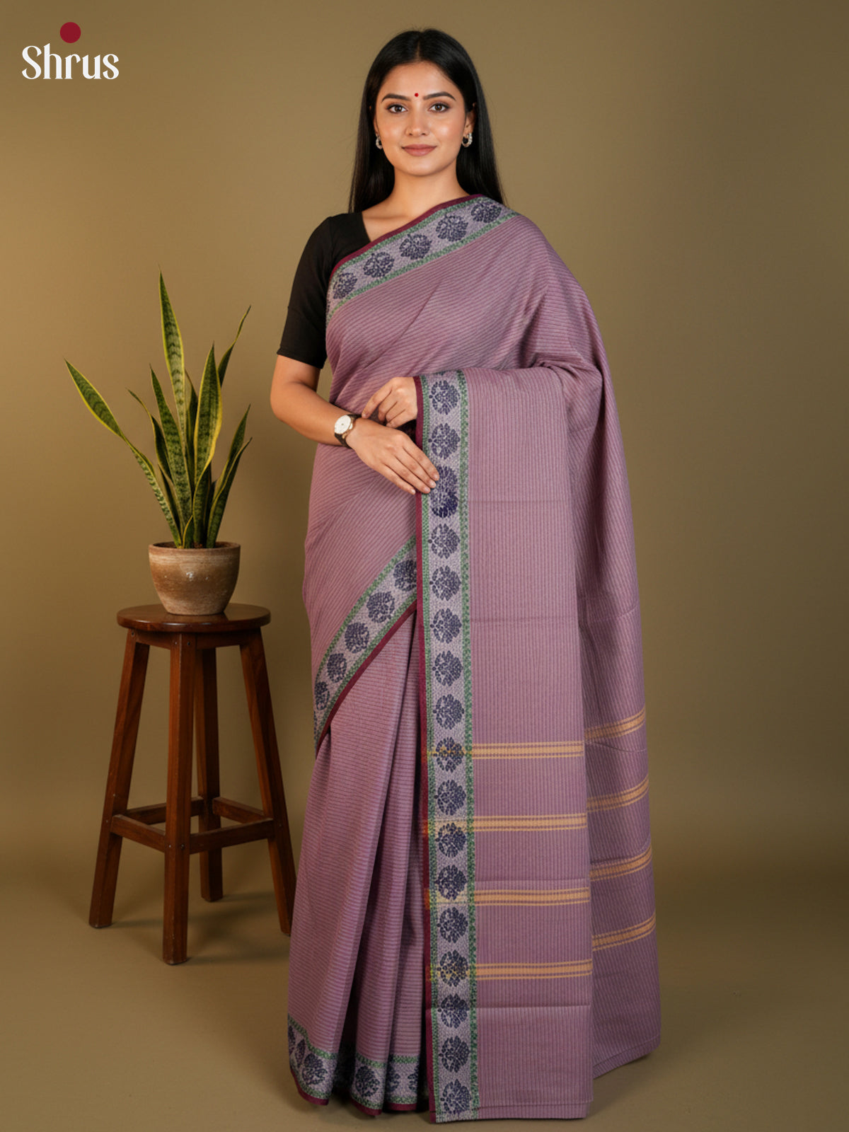 Purple  - South Cotton Saree-DLS15246 - Shop on Shrus.com