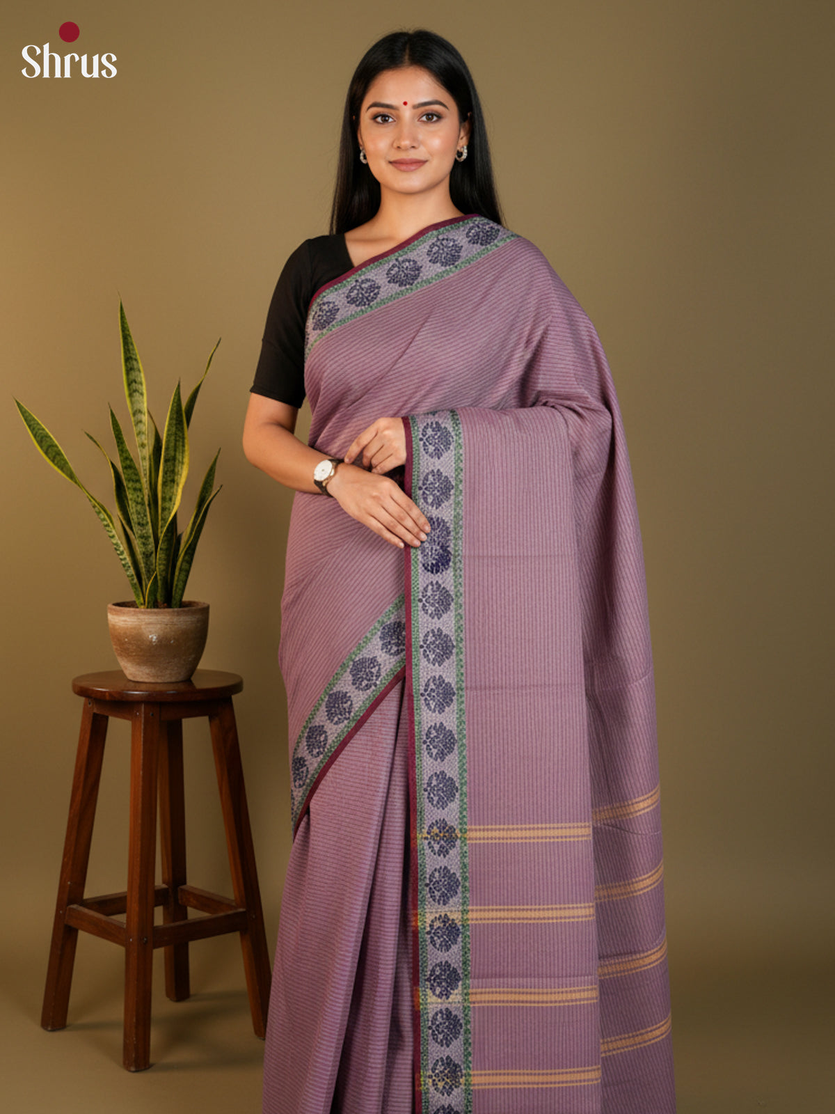 Purple  - South Cotton Saree-DLS15246 - Shop on Shrus.com