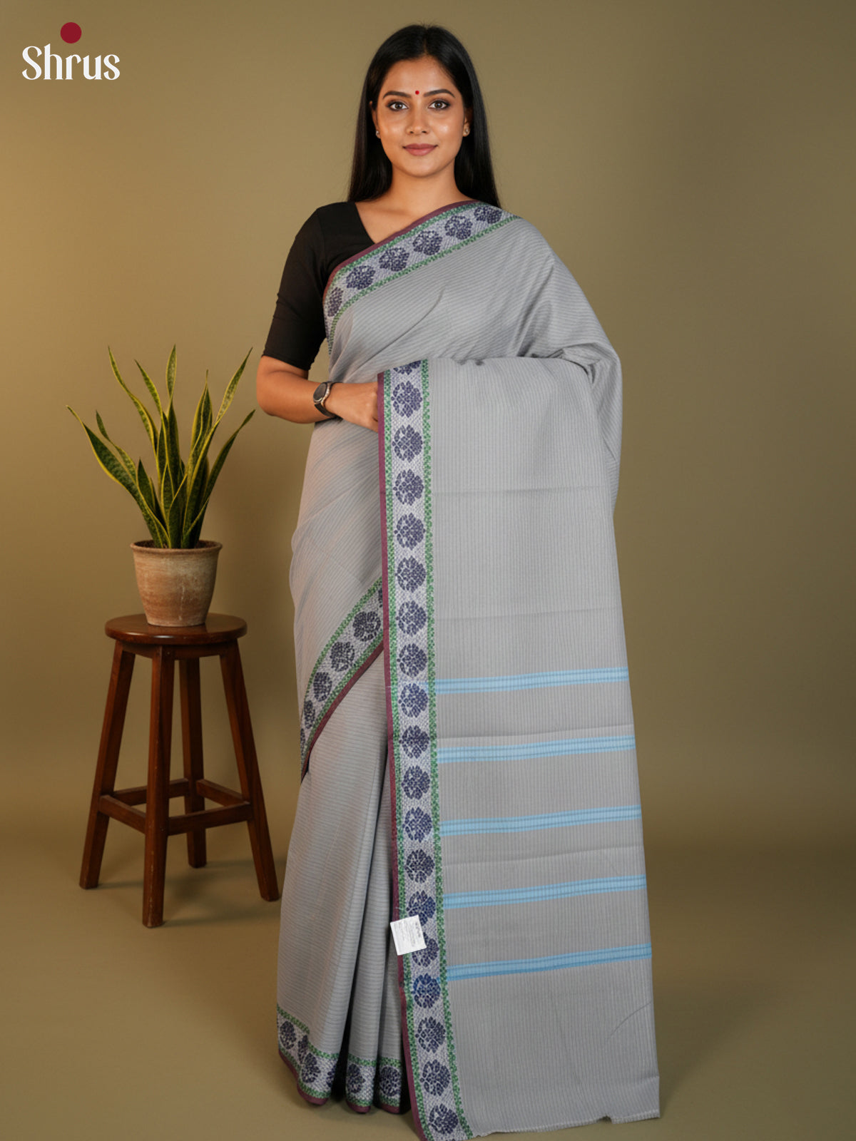 Grey - South Cotton Saree-DLS15248