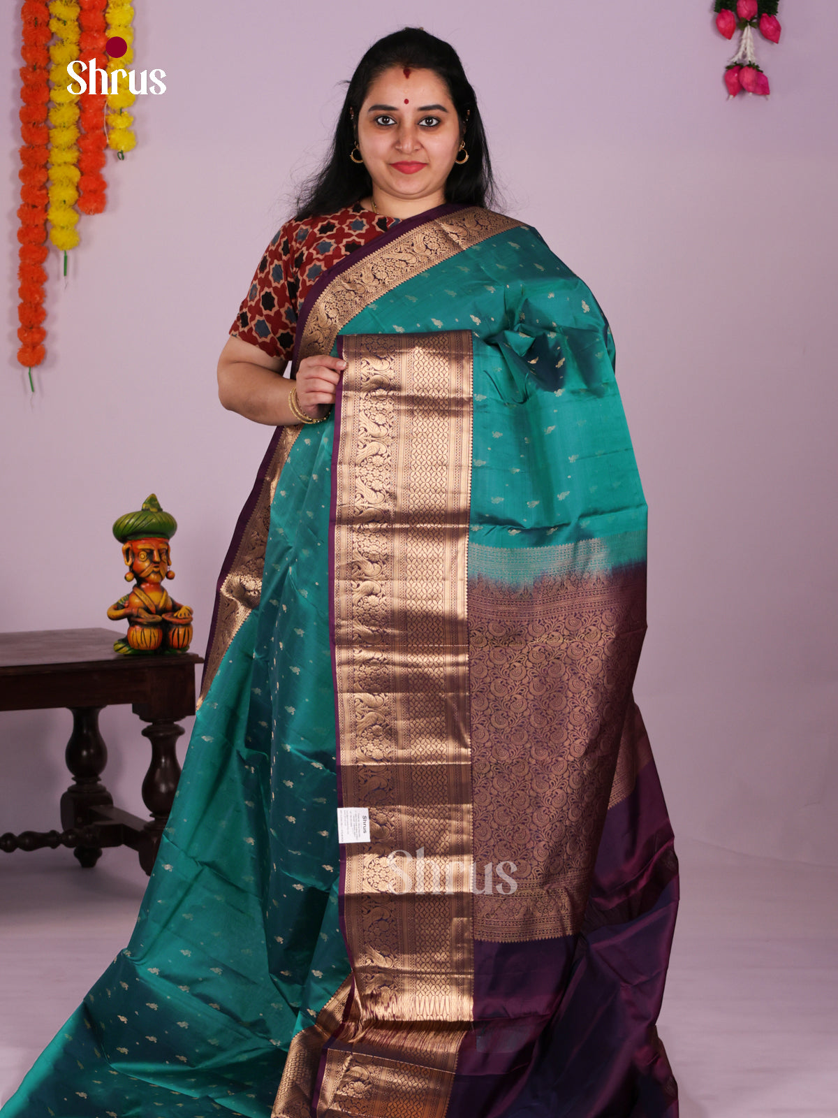 DLS16006 - Kanchipuram-halfpure Saree - Shop on Shrus.com