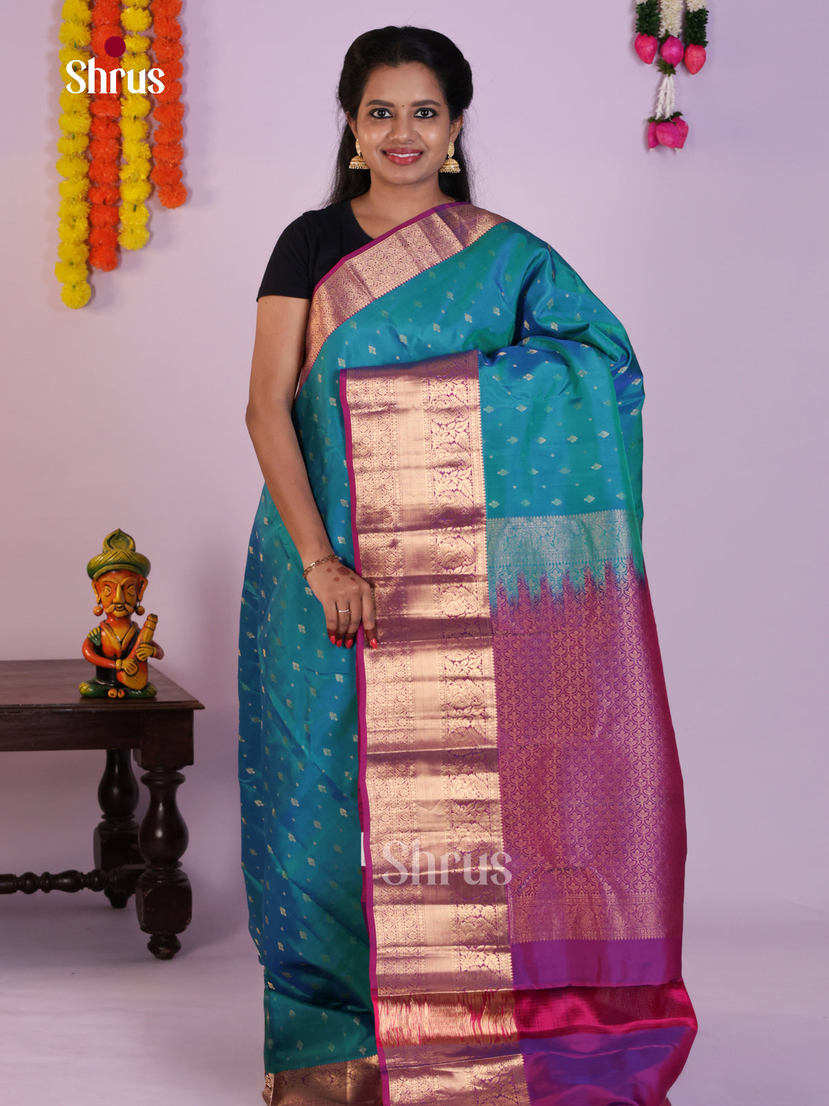 DLS16010 - Kanchipuram-halfpure Saree - Shop on Shrus.com