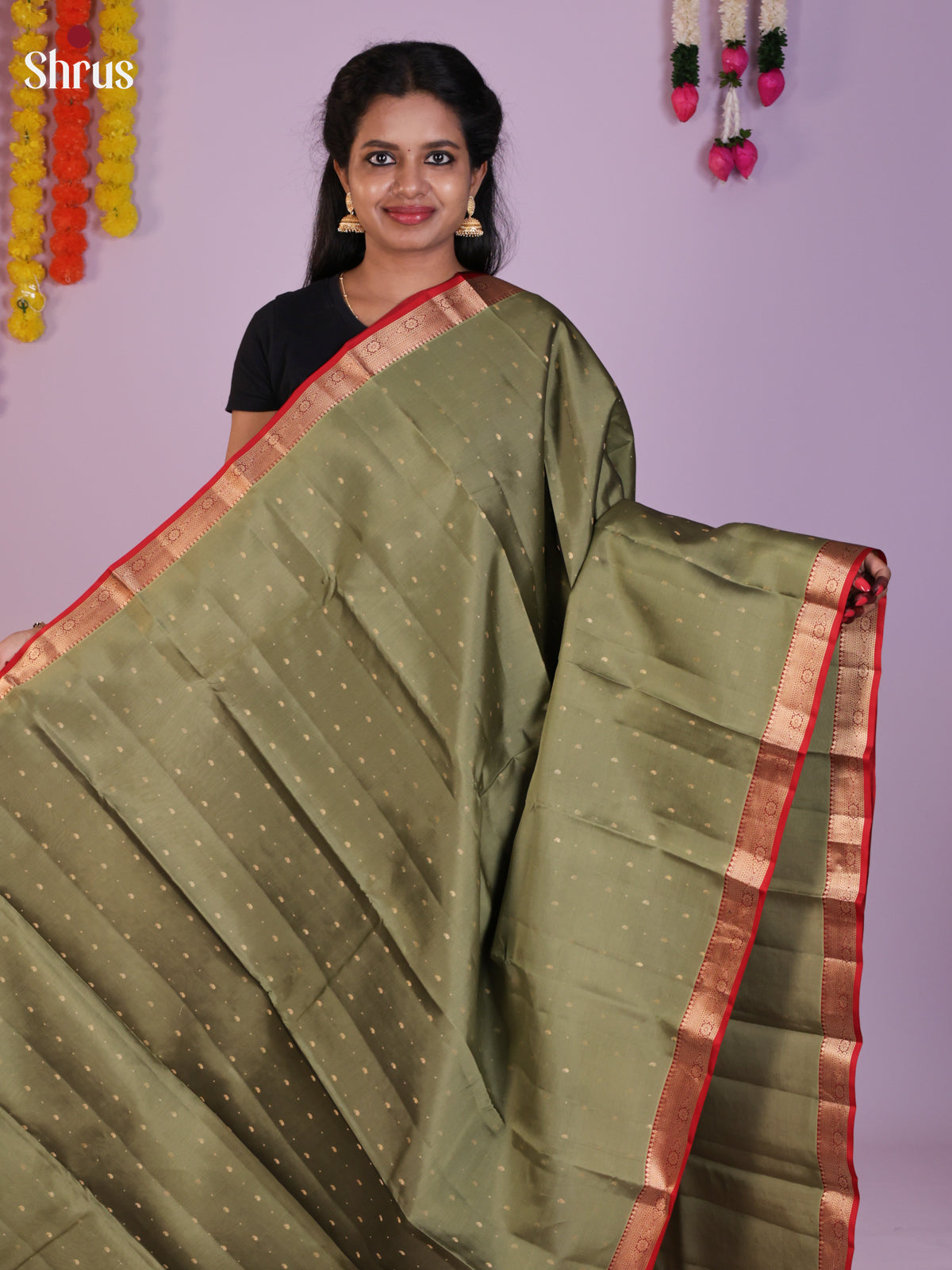 DLS16015 - Kanchipuram-halfpure Saree - Shop on Shrus.com