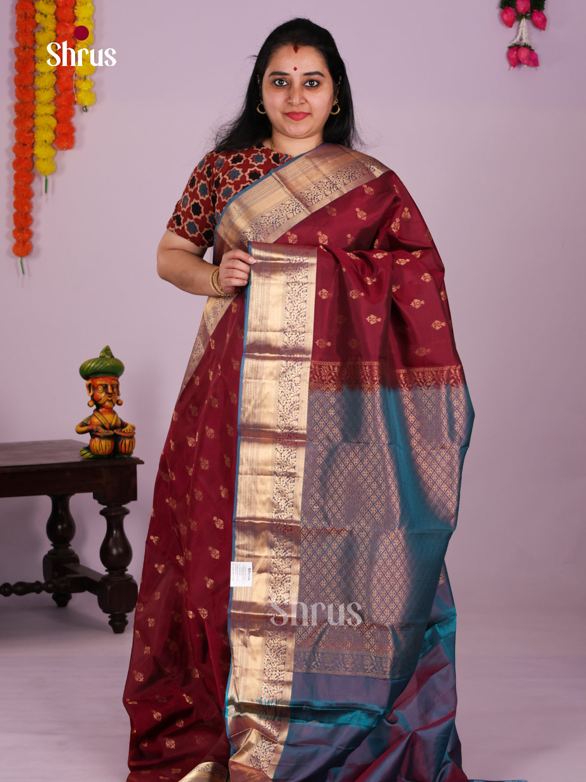 DLS16021 - Kanchipuram-halfpure Saree - Shop on Shrus.com