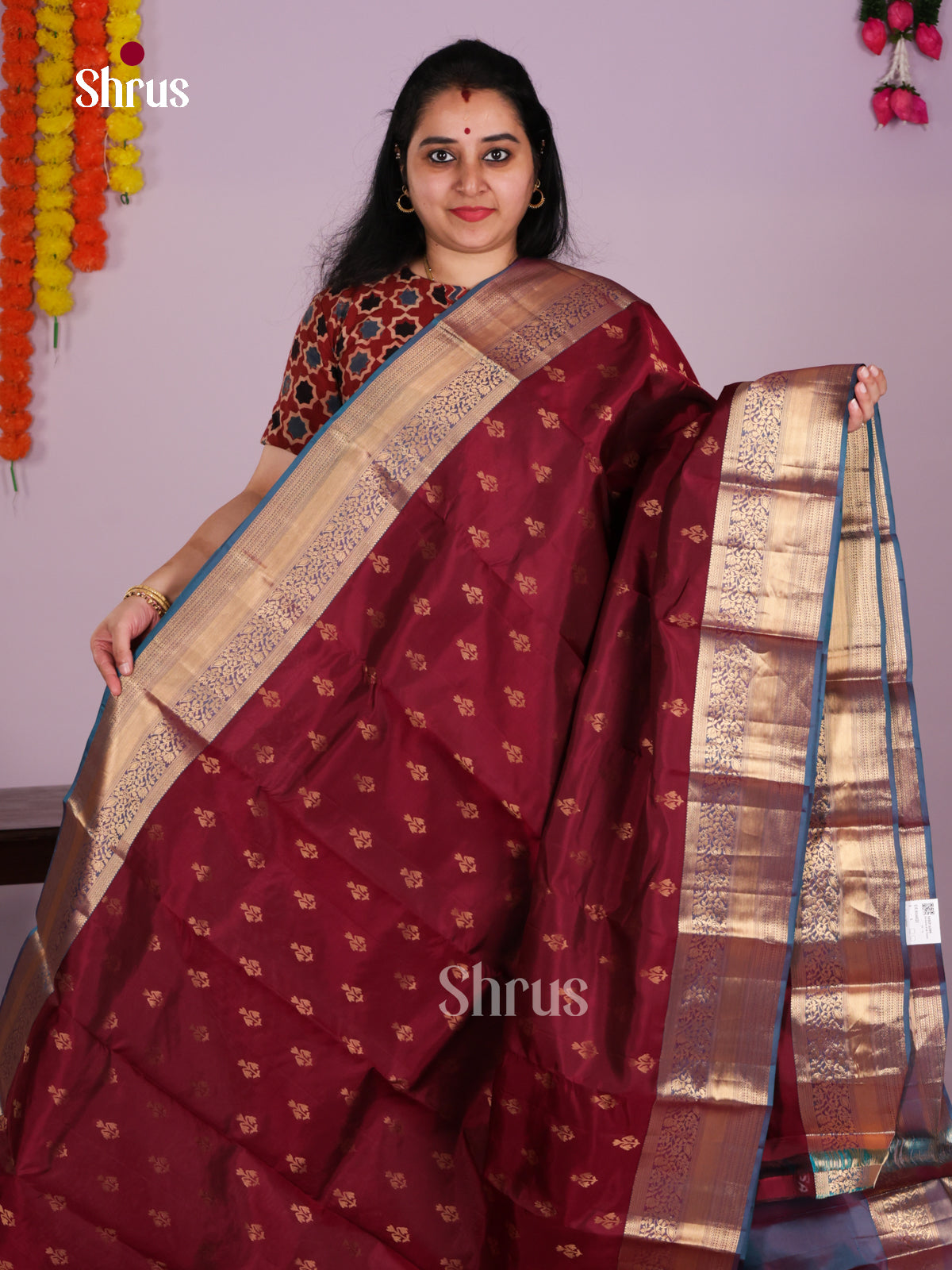DLS16021 - Kanchipuram-halfpure Saree - Shop on Shrus.com