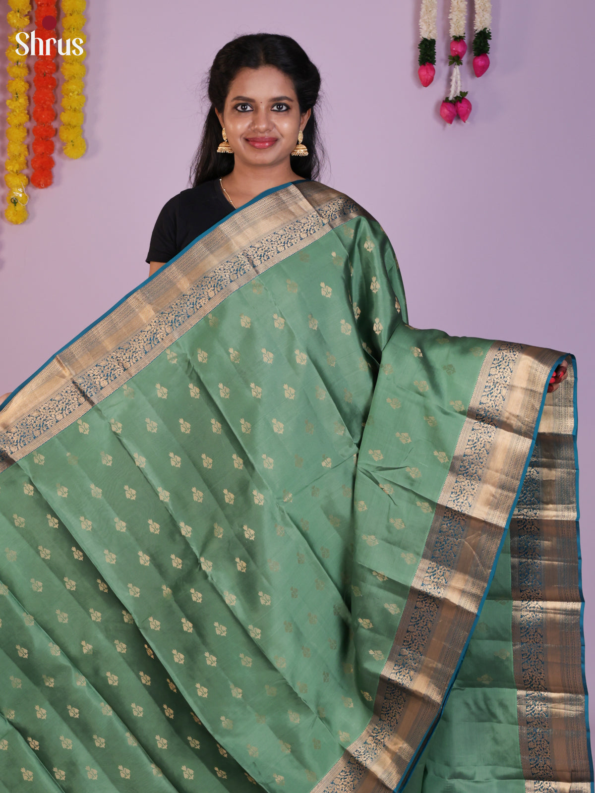 DLS16028 - Kanchipuram-halfpure Saree - Shop on Shrus.com