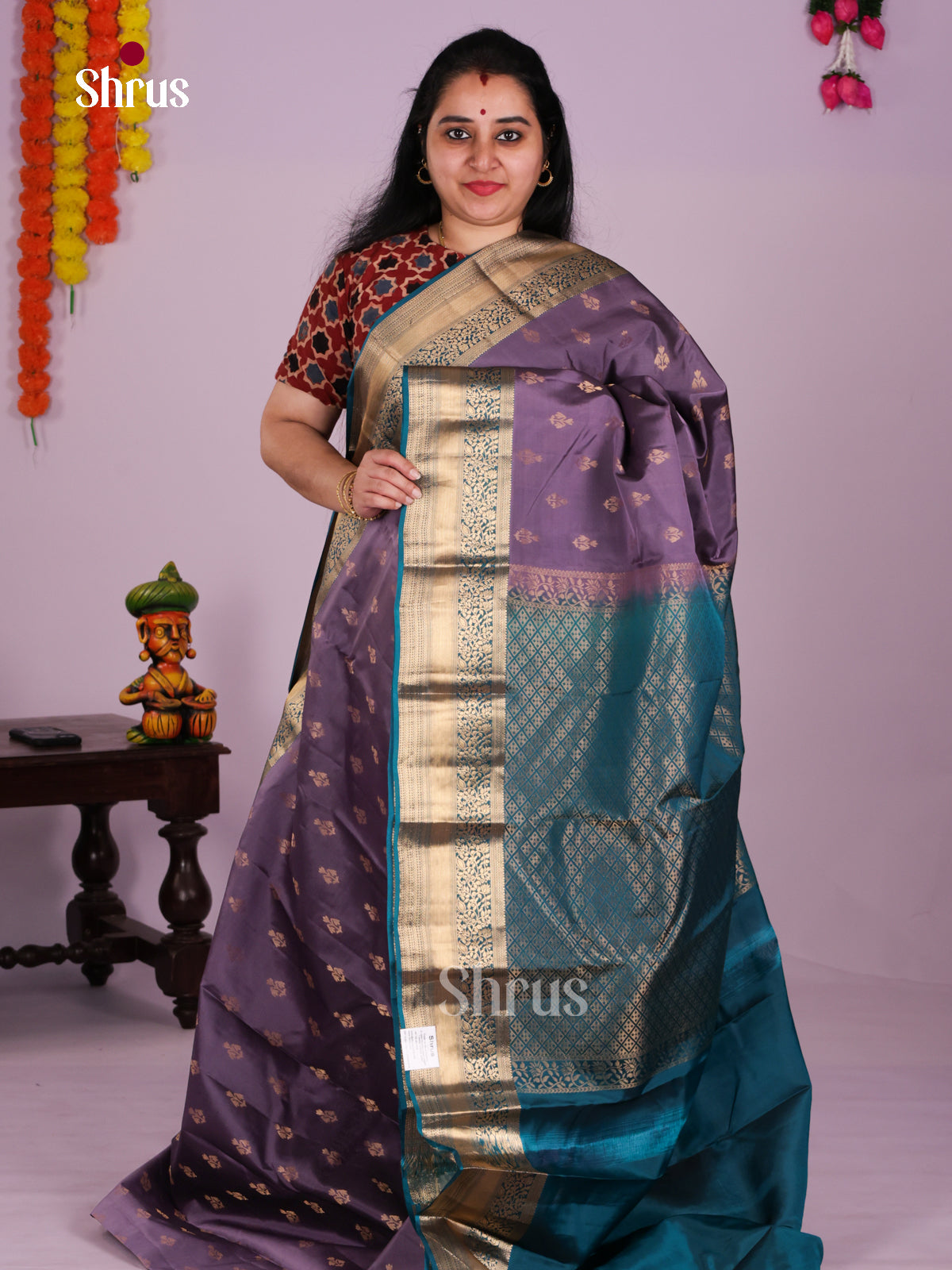 DLS16030 - Kanchipuram-halfpure Saree - Shop on Shrus.com