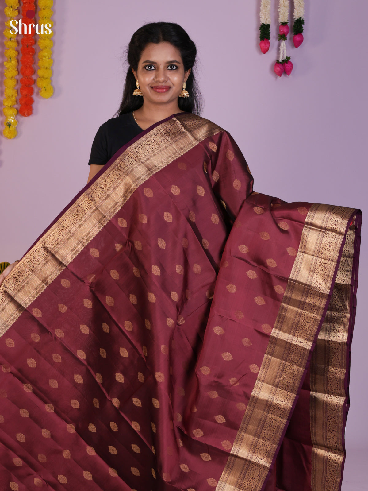 DLS16032 - Kanchipuram-halfpure Saree - Shop on Shrus.com