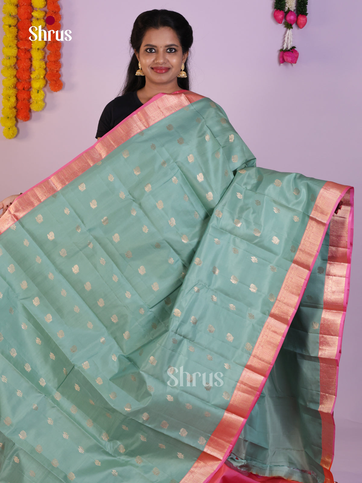 DLS16044 - Kanchipuram Korvai Butta Saree - Shop on Shrus.com