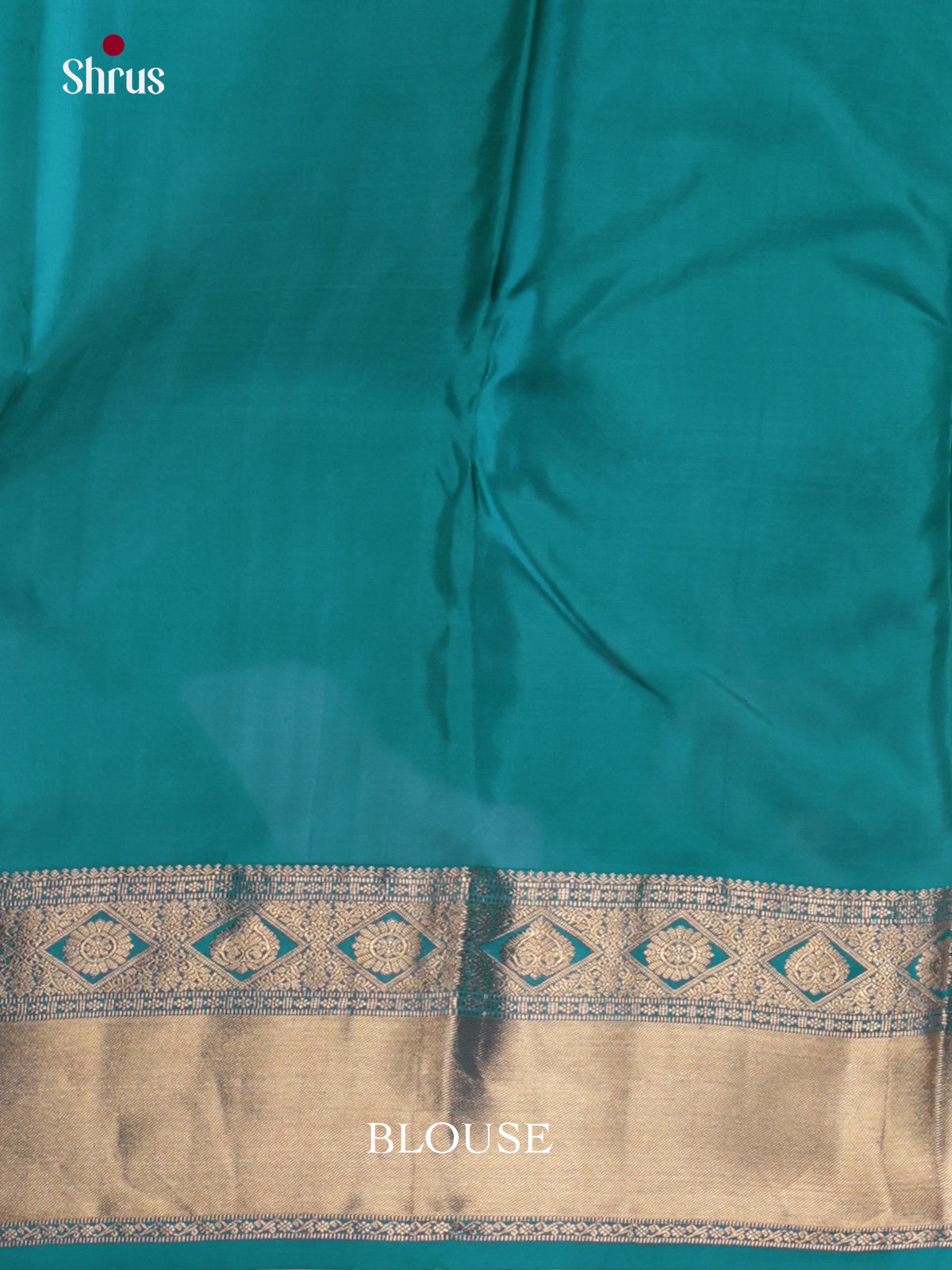 Teal Kanjivaram Saree With Golden Buttas & Brocade Pallu