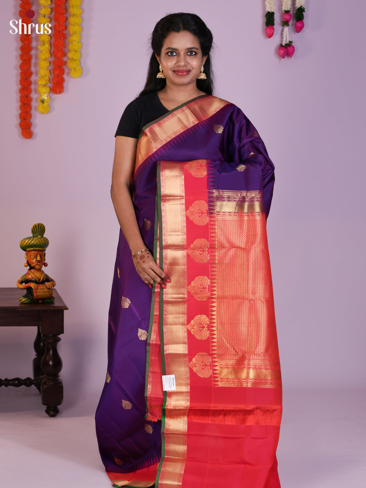 DLS16225 - Kanchipuram Korvai Butta Saree - Shop on Shrus.com