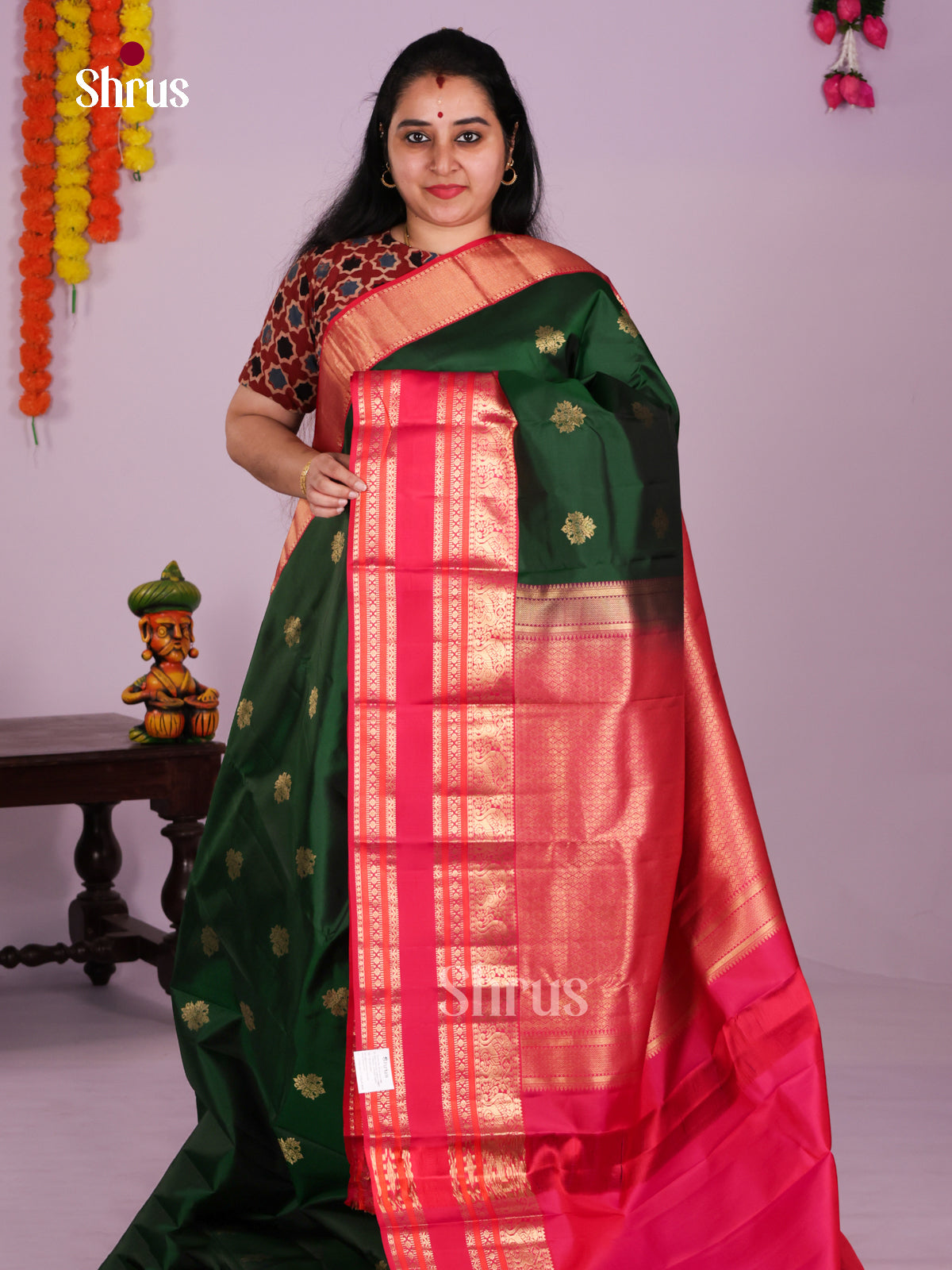 DLS16228 - Kanchipuram Korvai Butta Saree - Shop on Shrus.com