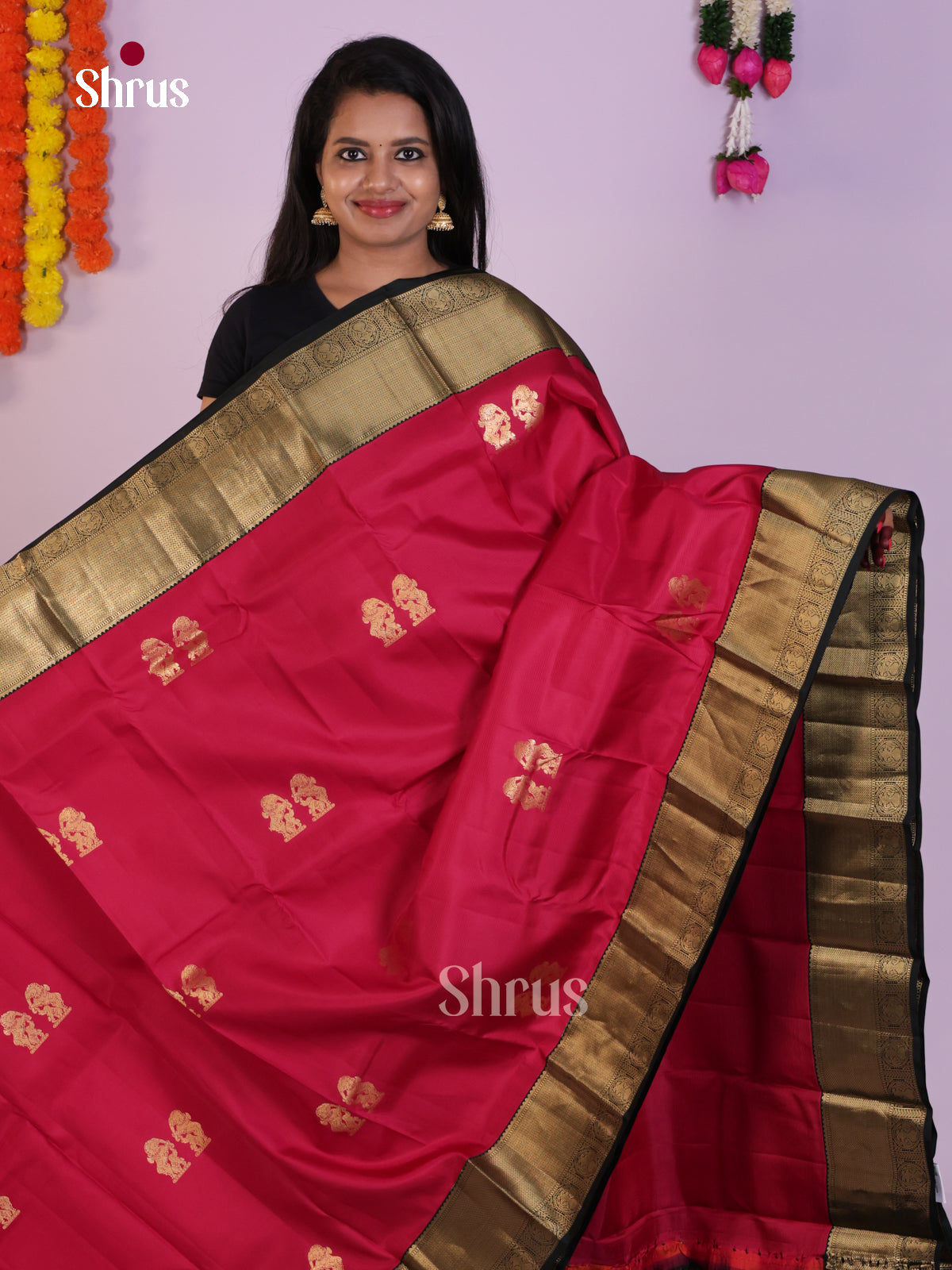 Exquisite Rose Pink Kanjivaram Saree With Mythical Bird Motifs & Dark Green Zari Pallu